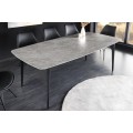 Designový keramický jídelní stůl Tazer s keramickou světle šedou deskou s mramorovým designem 160 cm