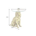 Stylový art deco příruční stolek Tierra Glam s kulatou skleněnou deskou as nohou v podobě zlatého lva 60 cm