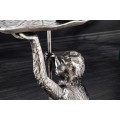 Stylový art deco stříbrný příruční stolek Monkey z kovu se zvířecími motivy v podobě dopisu a opice 55 cm