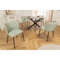 Designov&aacute; retro j&iacute;deln&iacute; židle Olive v jemn&eacute; pastelov&eacute; zelen&eacute; barvě s čern&yacute;mi nožičkami 75 cm