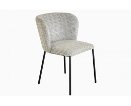 Stylov&aacute; retro boucle j&iacute;deln&iacute; židle Olive v zelen&eacute; barvě se vzorov&aacute;n&iacute;m ve skandin&aacute;vsk&eacute;m n&aacute;dechu s čern&yacute;mi nožičkami