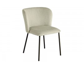 Designov&aacute; retro j&iacute;deln&iacute; světle zelen&aacute; židle Olivia v jemn&eacute; zelen&eacute; barvě s kordovou l&aacute;tkou as čern&yacute;mi kovov&yacute;mi nožičkami