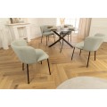 Designová moderní jídelní židle Olive v jemné zelené barvě s vroubkovaným potahem v retro nádechu 75 cm