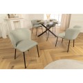 Designov&aacute; modern&iacute; j&iacute;deln&iacute; židle Olive v jemn&eacute; zelen&eacute; barvě s vroubkovan&yacute;m potahem v retro n&aacute;dechu 75 cm