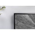 Luxusní industriální čtyřdveřový šedý příborník Barracuda z mangového dřeva s intarzií s kovovou podstavou 180 cm