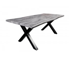 Stylový industriální šedý jídelní stůl Wild s dřevěnou deskou a černými kovovými nožičkami 160 cm