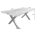 Stylový industriální šedý jídelní stůl Wild s dřevěnou deskou a černými kovovými nožičkami 160 cm