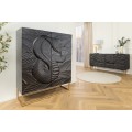 Stylová art deco dvoudveřová barová skříňka Cumbria s plastickým motivem kobry v černé barvě 120 cm