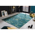 Designový obdélníkový glamour tyrkysový koberec Tyron se zlatými detaily v mramorovém designu 240 cm