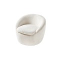 Designové moderní čalouněné otočné křeslo Elian v bílé barvě s bouclé potahem v kulatém tvaru