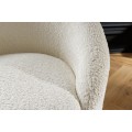 Stylové glamour bouclé otočné křeslo Elian s bílým textilním potahem v kulatém tvaru 76 cm