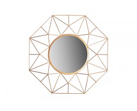 Designov&eacute; glamour n&aacute;stěnn&eacute; kulat&eacute; zrcadlo Diamond s kovov&yacute;m zlat&yacute;m r&aacute;mem v art deco stylu