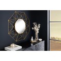 Stylové art deco nástěnné kulaté zrcadlo Diamont se zlatým rámem s diamantovým vzorem 80 cm