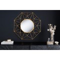 Stylové art deco nástěnné kulaté zrcadlo Diamont se zlatým rámem s diamantovým vzorem 80 cm