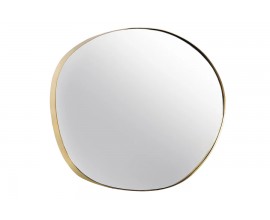 Designové art deco nástěnné zrcadlo Alma v asymetrickém tvaru s kovovým rámem ve zlatý barvě v glamour nádechu