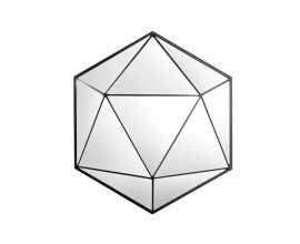 Designové moderní geometrické zrcadlo Diamont v art deco stylu s černým kovovým rámem s diamantovým designem