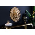 Designová art deco nástěnná dekorace Lion z kovu v podobě lva ve zlaté barvě s glamour nádechem 58 cm