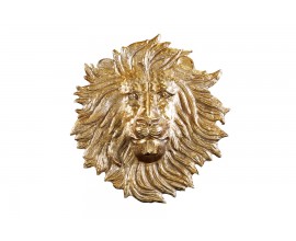 Stylová art deco dekorace na zeď Lion ve zlaté barvě z kovu v podobě lva
