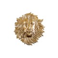 Stylová art deco dekorace na zeď Lion ve zlaté barvě z kovu v podobě lva