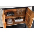 Luxusní čtyřdveřový art deco oválný příborník Manio v krémově bílé barvě s mramorovou deskou 170 cm