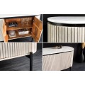 Luxusní čtyřdveřový art deco oválný příborník Manio v krémově bílé barvě s mramorovou deskou 170 cm