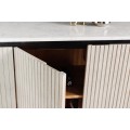 Luxusní čtyřdveřový art deco oválný příborník Manio v krémově bílé barvě s mramorovou deskou 170 cm