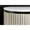 Luxusní čtyřdveřový art deco oválný příborník Manio v krémově bílé barvě s mramorovou deskou 170 cm