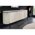 Luxusní čtyřdveřový art deco oválný příborník Manio v krémově bílé barvě s mramorovou deskou 170 cm