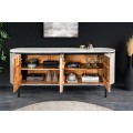 Luxusní čtyřdveřový art deco oválný příborník Manio v krémově bílé barvě s mramorovou deskou 170 cm