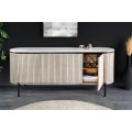 Luxusní čtyřdveřový art deco oválný příborník Manio v krémově bílé barvě s mramorovou deskou 170 cm