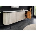 Luxusní čtyřdveřový art deco oválný příborník Manio v krémově bílé barvě s mramorovou deskou 170 cm