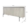 Luxusní čtyřdveřový art deco oválný příborník Manio v krémově bílé barvě s mramorovou deskou 170 cm