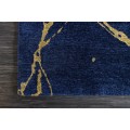 Stylový glamour obdélníkový královský modrý koberec Tyron s designem mramoru se zlatými detaily 240 cm