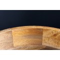 Designová kulatá dřevěná mísa s víkem Sally z mangového dřeva s vyřezáváním 38 cm