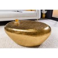 Moderní art deco atypický kovový konferenční stolek Stone v podobě zlatého kamene 76 cm