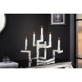 Designový glamour kovový stříbrný svícen Flames s pěti držáky na svíčky 51 cm