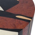 Art deco konferenční stolek Jacobi s geometrickým kubistickým vzorem a třemi masivními nožičkami 89 cm