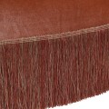 Klasická okrúhla lavica Florence s rustikálnym glamour nádychom so zamatovým tehlovým prešívaným poťahom a strapcami 142 cm