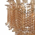 Luxusní glamour kulatý třístupňový závěsný lustr Melinda v měděné barvě se skleněným stínítkem a kovovou konstrukcí 88 cm