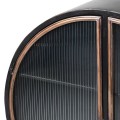 Designová industriální kulatá nástěnná dvoudveřová skříňka Usil v černé barvě se skleněnou výplní a čtyřmi poličkami 98 cm
