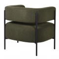 Art deco buklé křeslo Chevert v tmavě zelené barvě s nožičkami z kovu s černou povrchovou úpravou 76 cm