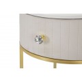 Luxusní glamour čalouněný noční stolek Glamia Tapisé v krémové bílé barvě s mramorovými deskami a zlatou podstavou 42 cm