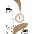 Moderní designová nástěnná dekorace Donna z černého kovu s hnědými detaily a zlatými akcenty v abstraktních tvářích 55 cm