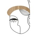 Moderní designová nástěnná dekorace Donna z černého kovu s hnědými detaily a zlatými akcenty v abstraktních tvářích 55 cm