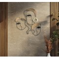 Moderní designová nástěnná dekorace Donna z černého kovu s hnědými detaily a zlatými akcenty v abstraktních tvářích 55 cm