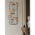 Moderní designová obdélníková nástěnná dekorace Donna s černým rámem a hnědými prvky v motivu abstraktních tváří 89 cm