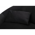 Art deco dvoumístná oválná sametová čalouněná černá sedačka Lea se zlatými kovovými nožičkami 148 cm