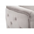 Art deco čtvercové oblé čalouněné křeslo Zeran s prošíváním v šedé barvě se zlatými kovovými úzkými nožičkami 76 cm
