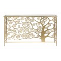 Designový glamour konzolový stolek Ari se zrcadlovou vrchní deskou a zlatou konstrukcí s motivem stromu 142 cm