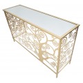 Designový glamour konzolový stolek Ari se zrcadlovou vrchní deskou a zlatou konstrukcí s motivem stromu 142 cm